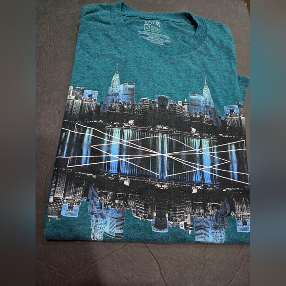 Lot Of 3 Men's Short Sleeve Tees in Charcoal Black and Turquoise Size L - Picture 4 of 10